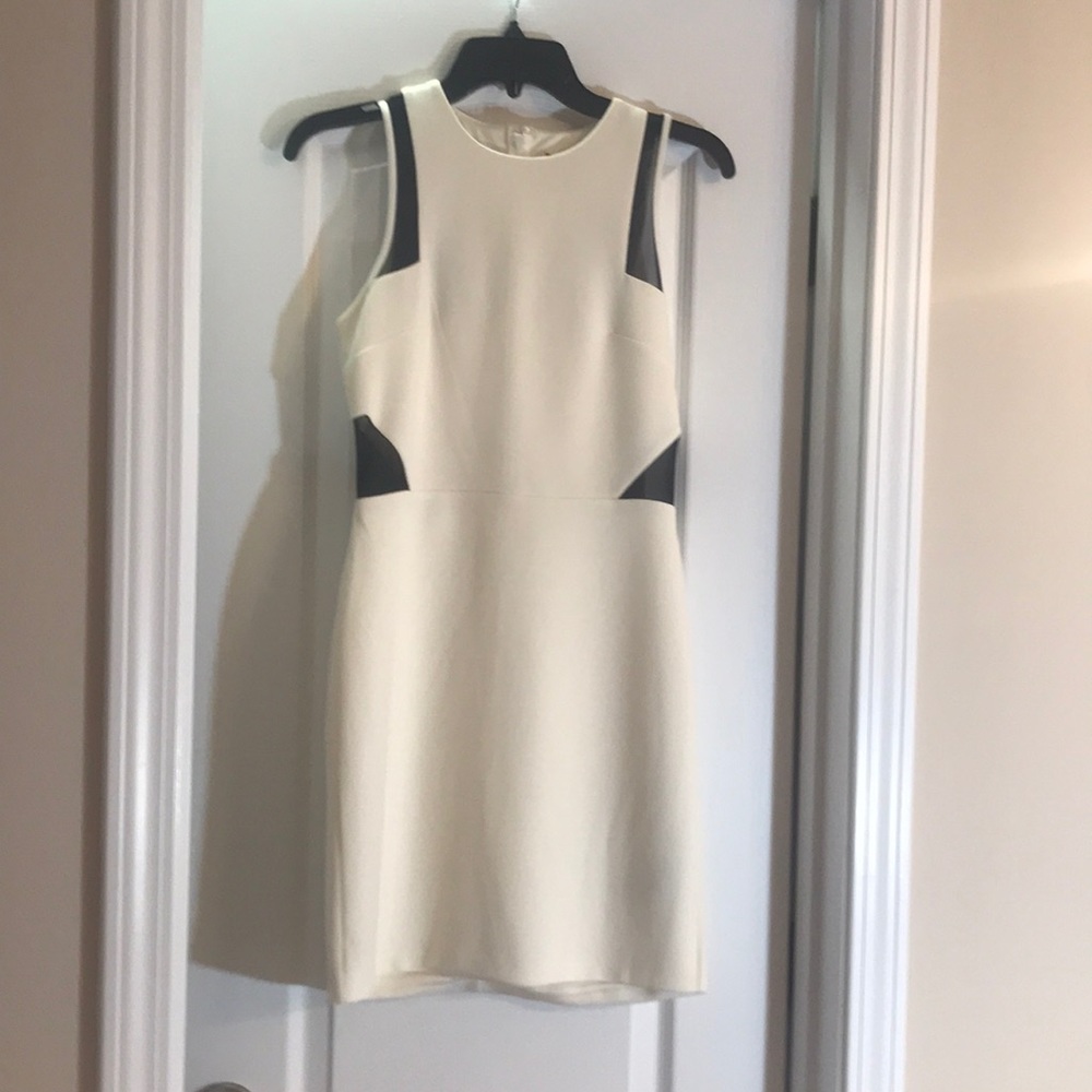 Express White with Black Lace Cutouts Mini Dress